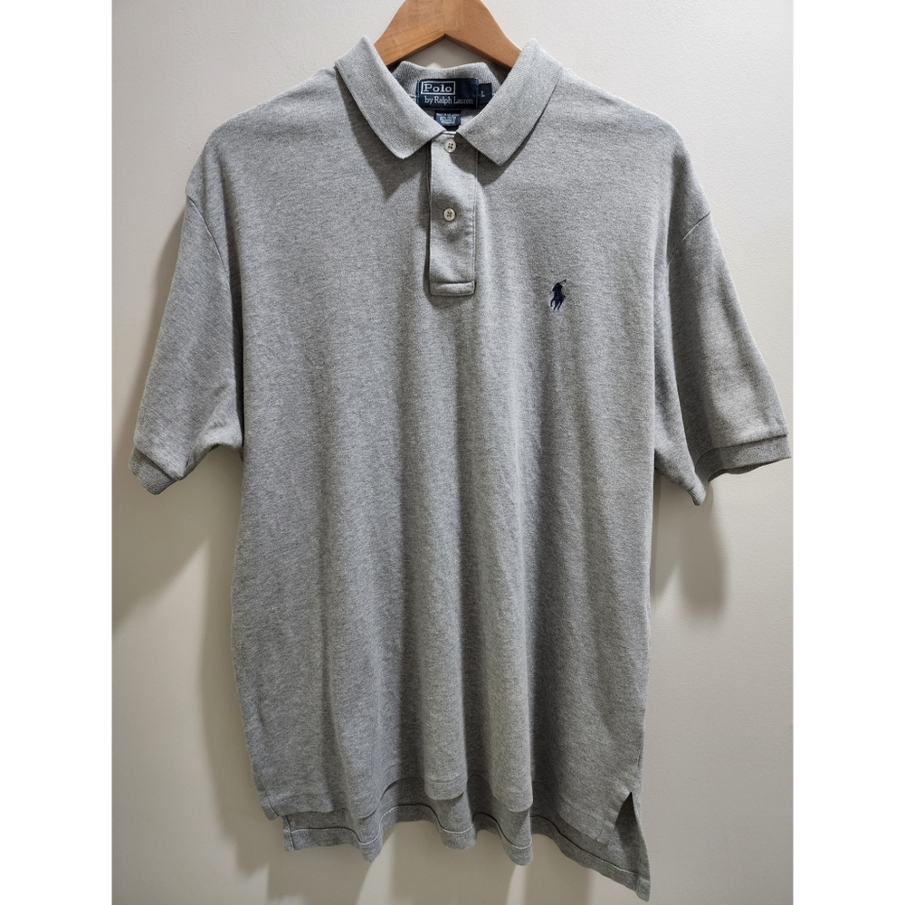 Grey Polo Shirt, Size Large, Navy Polo Logo, Polo by Ralph Lauren